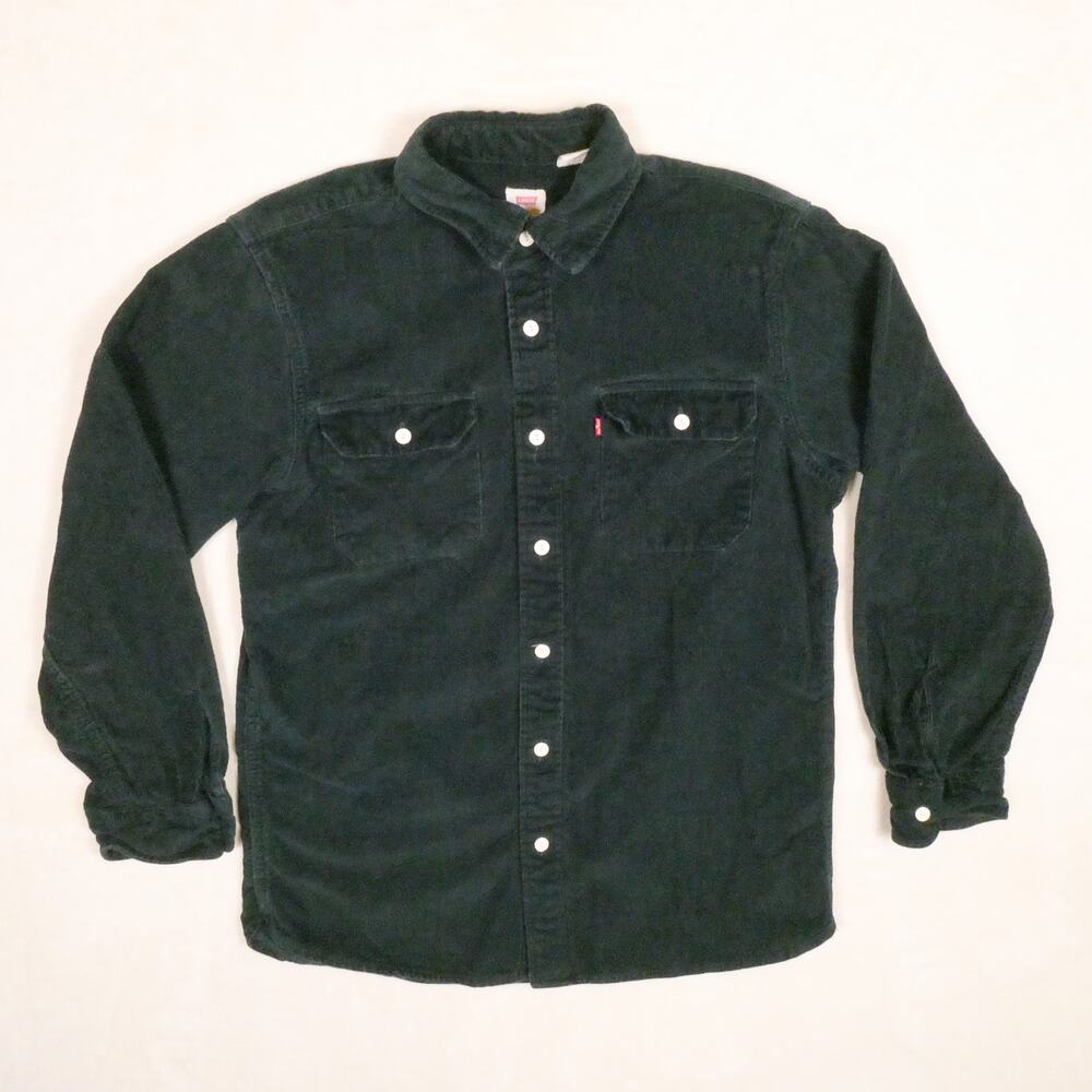 Levi's Dark Green Corduroy Shirt Jacket Size M Shacket Overshirt Button Front